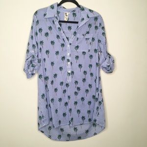 Violet Sky Striped Palm Tree Tunic Size Large